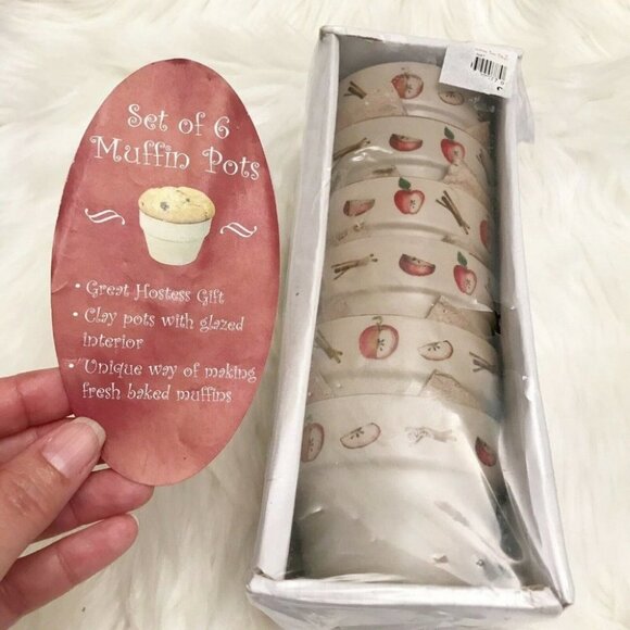 Christmas Tree Shops Vintage Stoneware Baking Cups (6) Pots Muffins Ramekins New - Picture 5 of 11